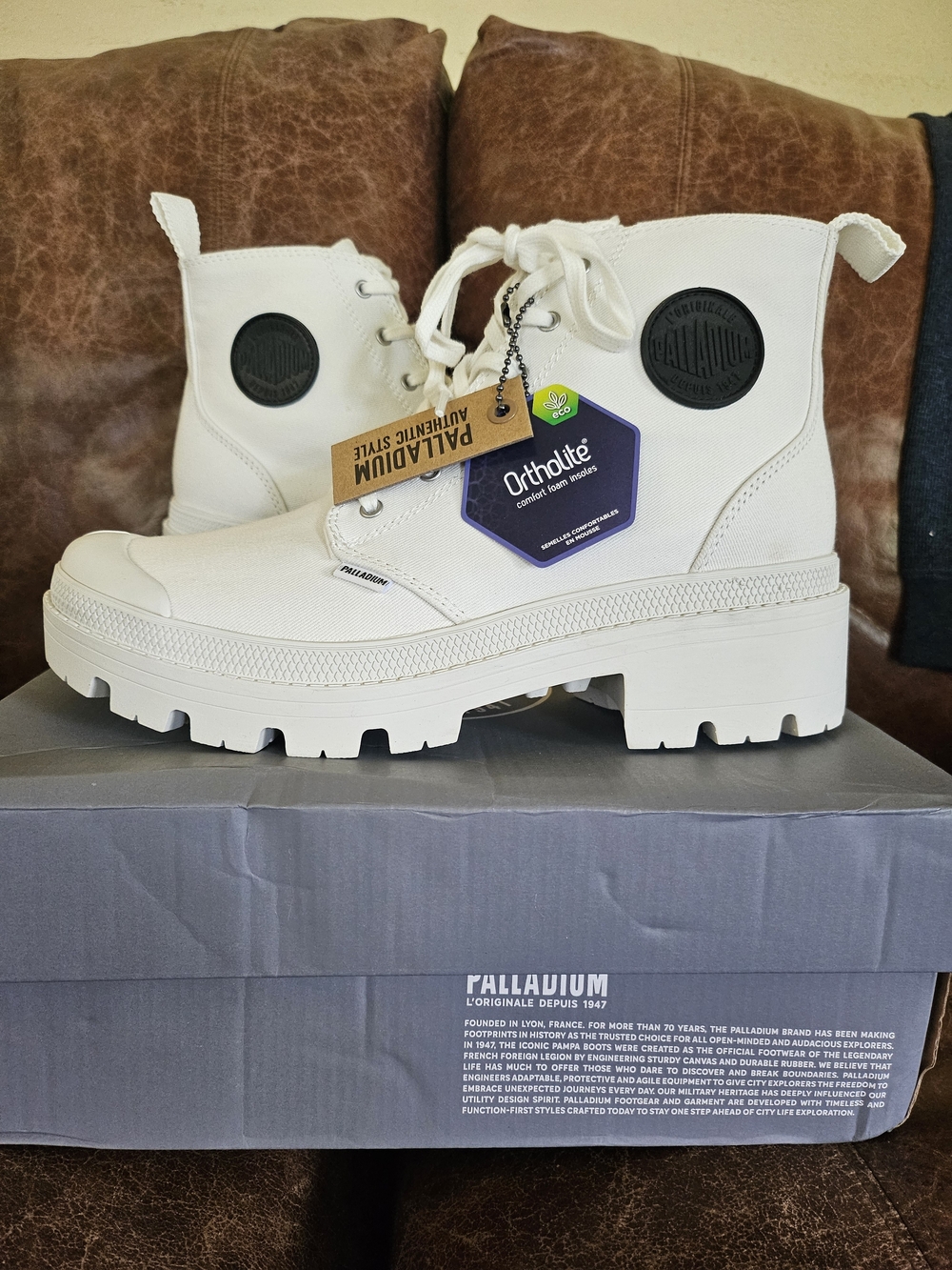 Palladium White Canvas Boots 9.5